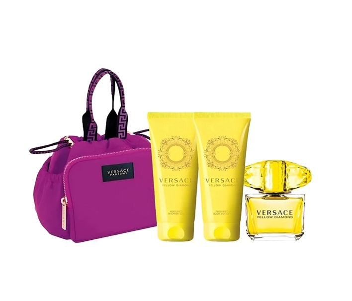 Perfume Versace Yellow Diamond Mujer Edt 90 Ml / Body Lotion 100 Ml / Shower Gel 100 Ml / Bolso Estuche