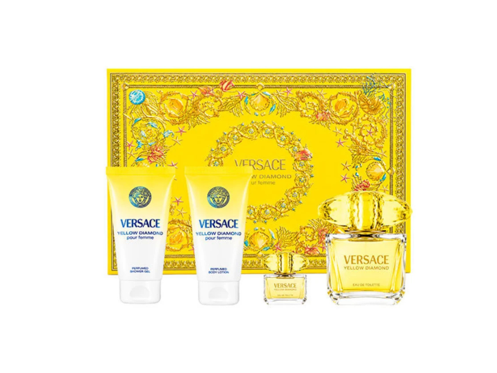 Perfume Versace Yellow Diamond Mujer Edt 90 Ml / Body Lotion 100 Ml / 5 Ml / Shower Gel 100 Ml / Body Lotion 100 Ml Estuche