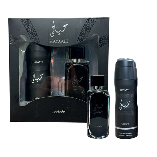 Set Lattafa Hayaati  100ML + Spray Edp Hombre