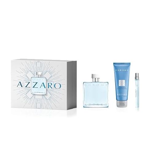 PERFUME AZZARO CHROME HOMBRE EDT 100 ML / 10 ML / HAIR & BODY SHAMPOO 75 ML ESTUCHE