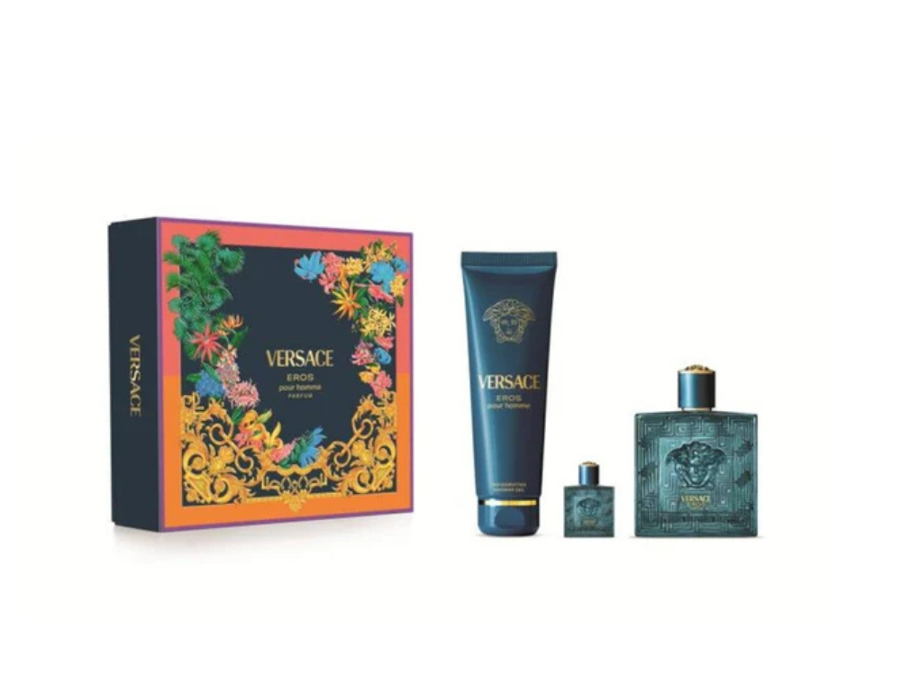 Perfume Eros Parfum Versace Hombre Parfum 100 Ml / 5 Ml / Shower Gel 150 Ml Estuche