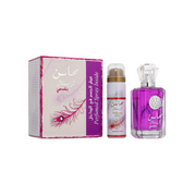 Perfume Lattafa Mahasin Crystal Violet Unisex Edp 100 Ml / Desodorante 50 Ml Estuche