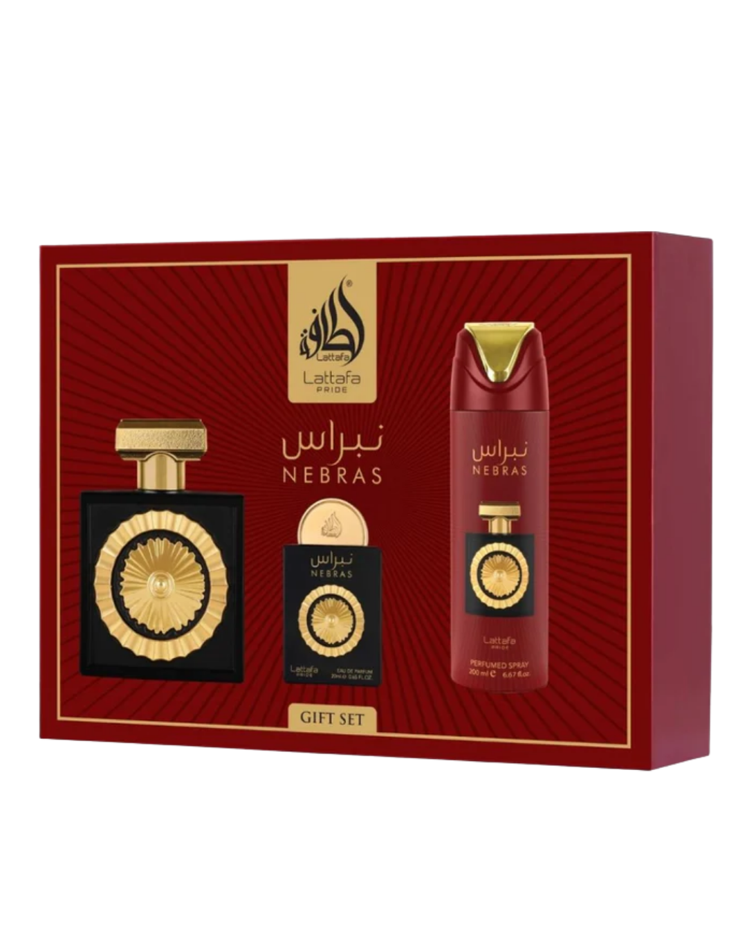 PERFUME LATTAFA PRIDE NEBRAS UNISEX EDP 100 ML / 20 ML / PERFUME SPRAY 200 ML ESTUCHE