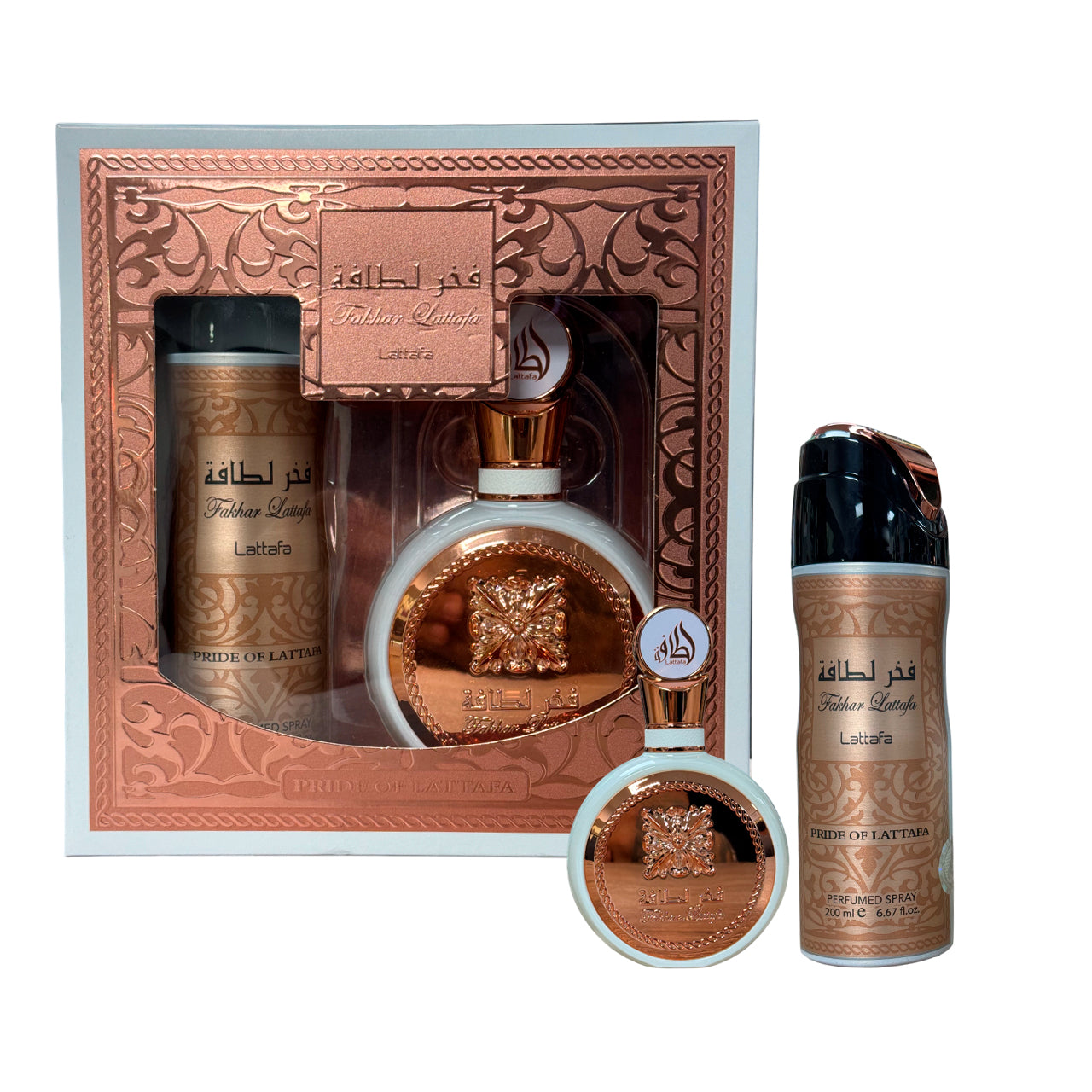 Set Lattafa Fakhar  100ML + Spray Edp Mujer