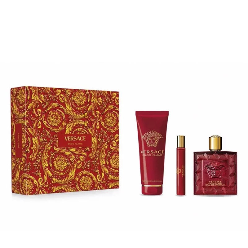 PERFUME EROS FLAME VERSACE HOMBRE EDP 100 ML / 10 ML / SHOWER GEL 100 ML ESTUCHE