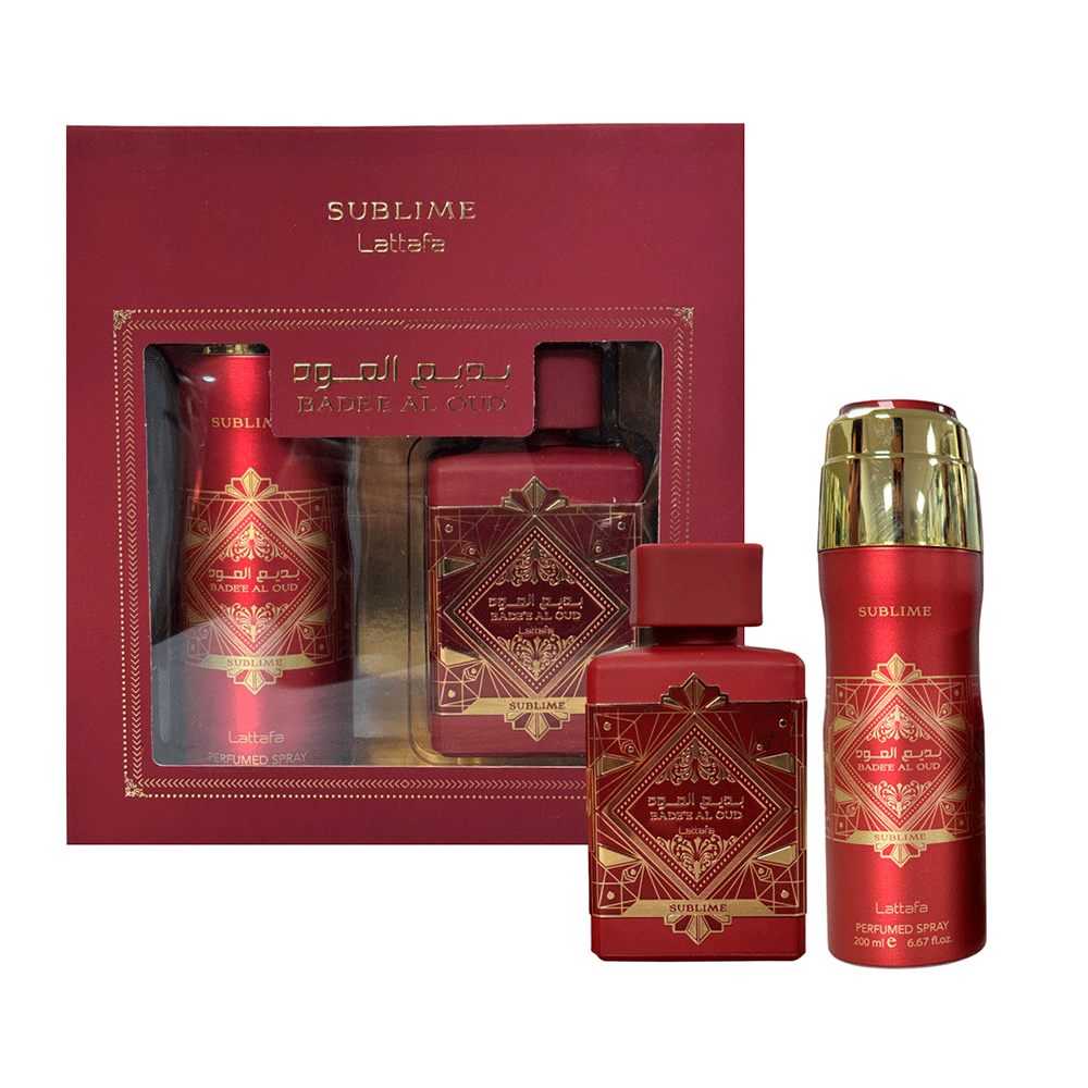 Set Lattafa Badee Al Oud Sublime 100ML + Spray Edp Hombre
