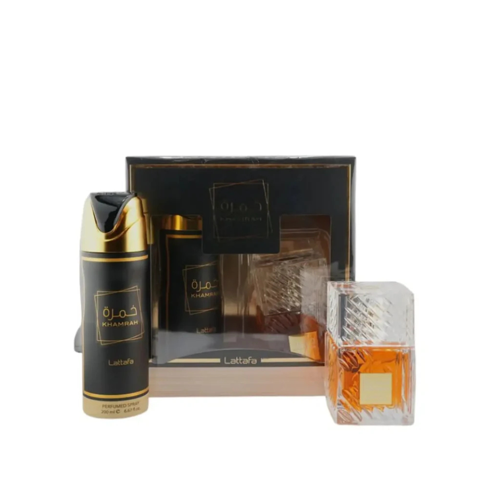 Perfume Lattafa Khamrah Unisex Edp 100 Ml / Desodorante 200 Ml Estuche