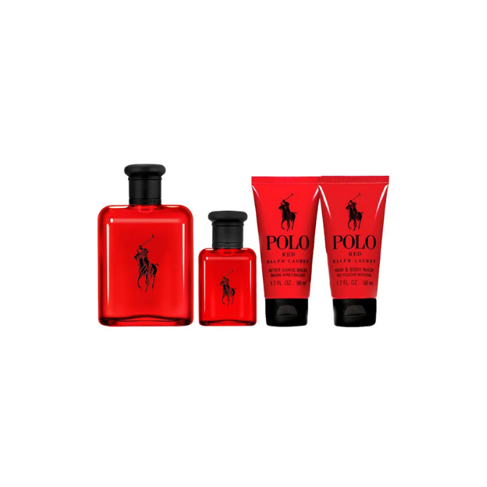 Perfume Polo Red Hombre Edt 125 Ml / 40 Ml / Shower Gel 50 Ml  / After Shave Balm 50 Ml Estuche