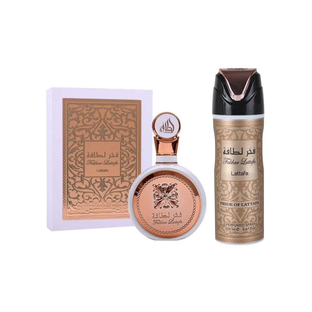 Set Lattafa Fakhar  100ML + Spray Edp Mujer