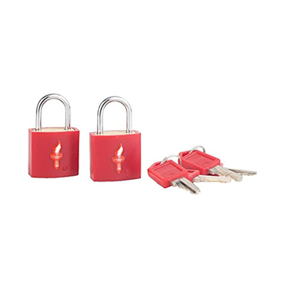 Candado Chico Doble Safe Skies Tsa Con 4 Llaves Neon Rojo
