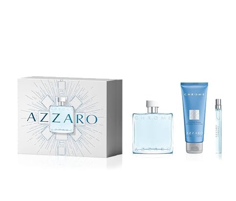Perfume Azzaro Chrome Hombre Edt 100 Ml / 10 Ml / Hair & Body Shampoo 75 Ml Estuche