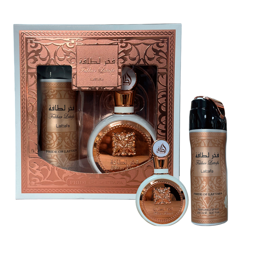 Set Lattafa Fakhar  100ML + Spray Edp Mujer