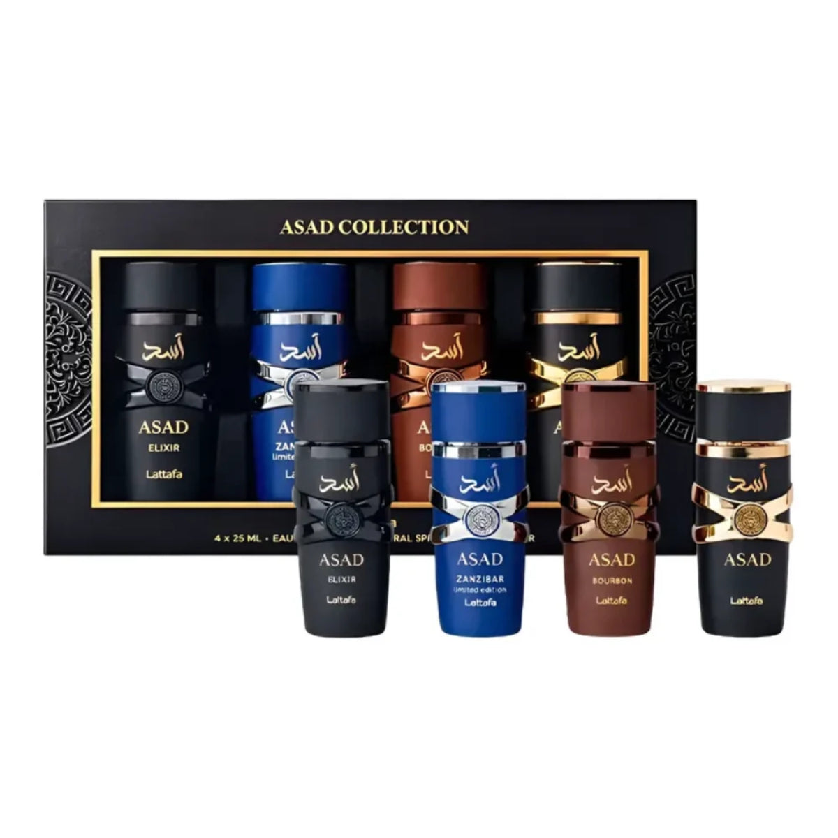 PERFUME LATTAFA ASAD ELIXIR HOMBRE EDP 25 ML / ASAD ZANZIBAR 25 ML / ASAD BORBOUN 25 ML / ASAD 25 ML ESTUCHE