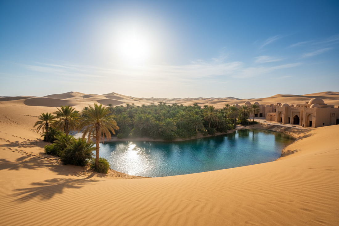 un oasis arabico, mucho sol 
